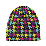 Colorful Houndstooth Pattern Print Beanie