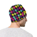 Colorful Houndstooth Pattern Print Beanie