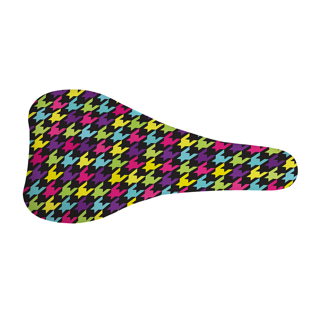 Colorful Houndstooth Pattern Print Bicycle Seat Cover