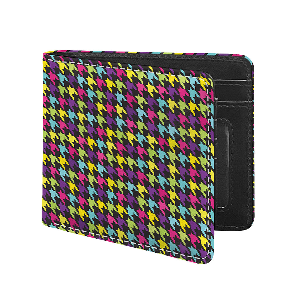 Colorful Houndstooth Pattern Print Bifold Wallet