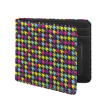 Colorful Houndstooth Pattern Print Bifold Wallet
