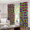 Colorful Houndstooth Pattern Print Blackout Grommet Curtains