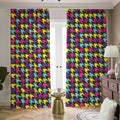 Colorful Houndstooth Pattern Print Dimout Pencil Pleat Curtains