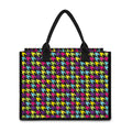 Colorful Houndstooth Pattern Print Canvas Tote Bag