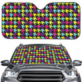Colorful Houndstooth Pattern Print Car Windshield Sun Shade
