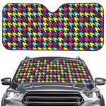 Colorful Houndstooth Pattern Print Car Windshield Sun Shade
