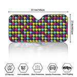 Colorful Houndstooth Pattern Print Car Windshield Sun Shade
