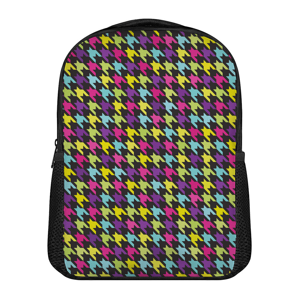 Colorful Houndstooth Pattern Print Casual Backpack