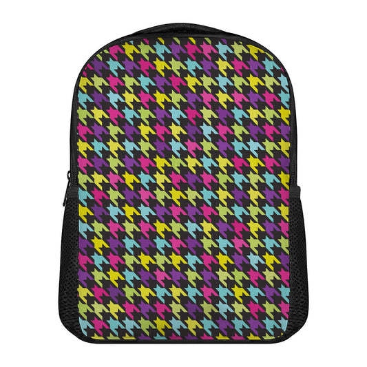 Colorful Houndstooth Pattern Print Casual Backpack
