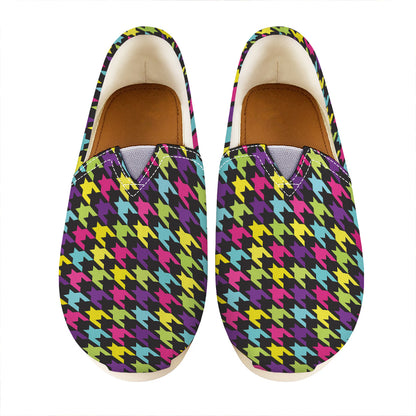 Colorful Houndstooth Pattern Print Casual Shoes