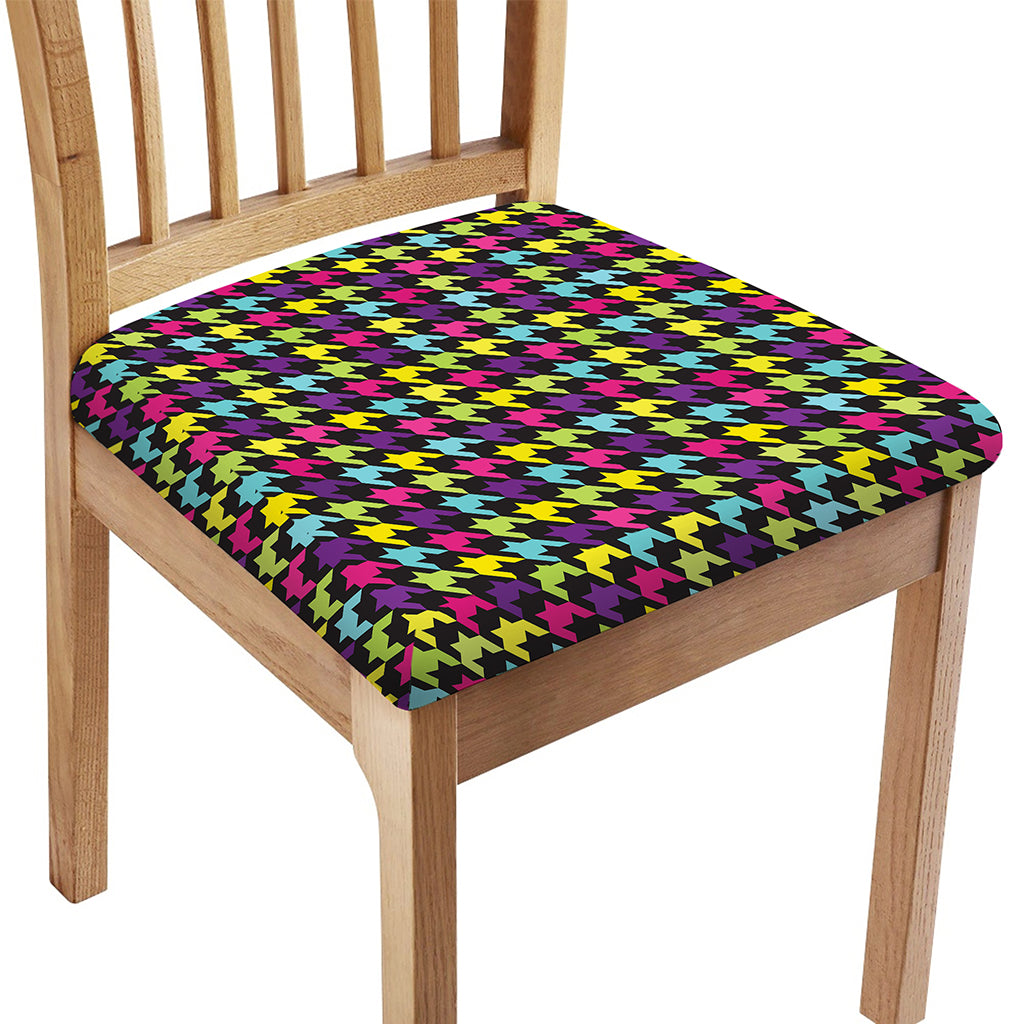 Colorful Houndstooth Pattern Print Chair Cushion Cover