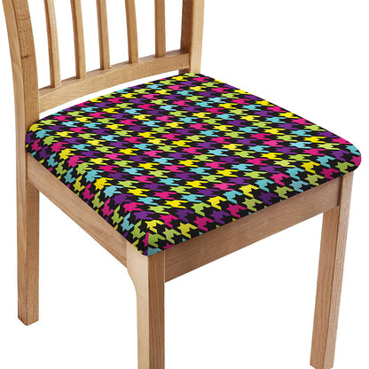 Colorful Houndstooth Pattern Print Chair Cushion Cover