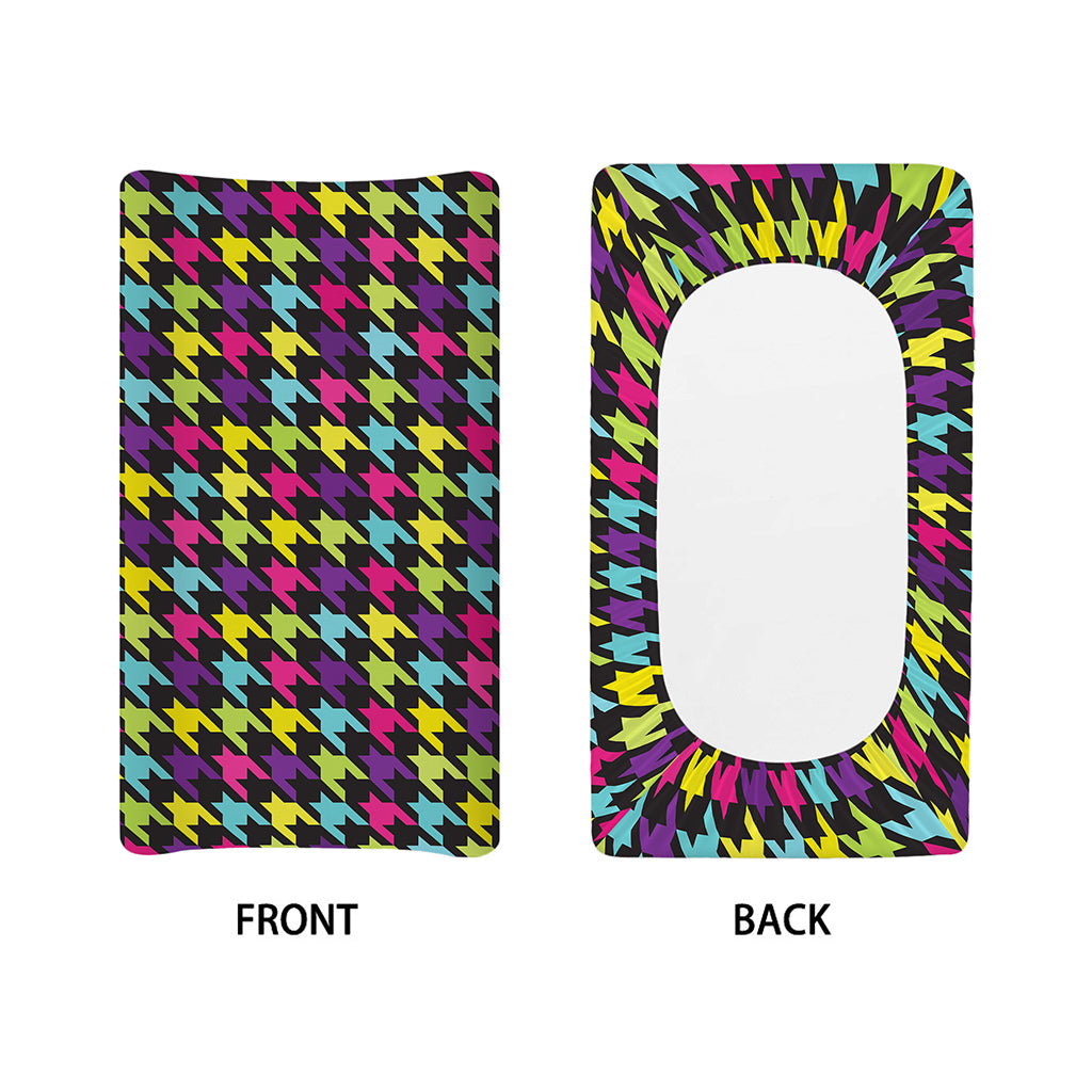Colorful Houndstooth Pattern Print Changing Pad Cover
