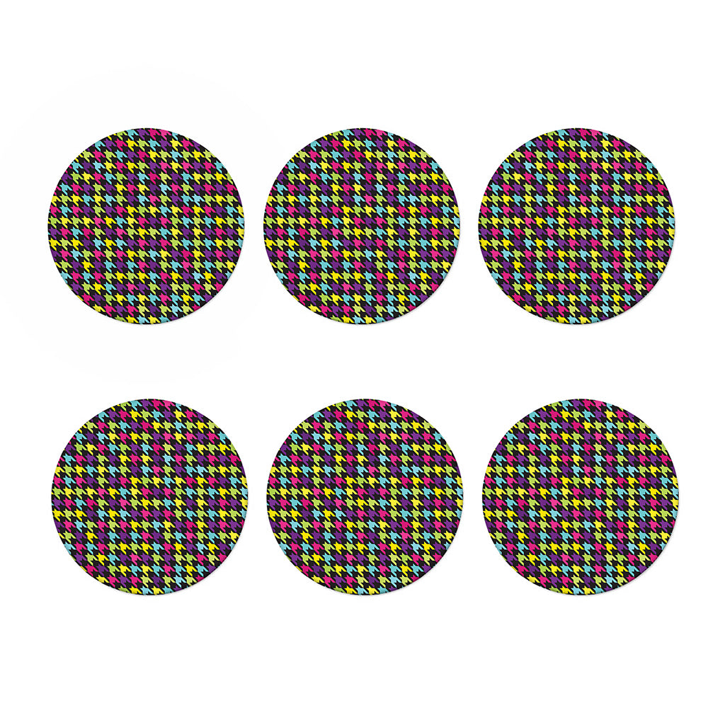 Colorful Houndstooth Pattern Print Coaster Set