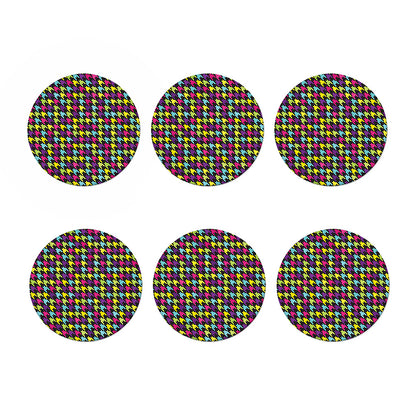 Colorful Houndstooth Pattern Print Coaster Set