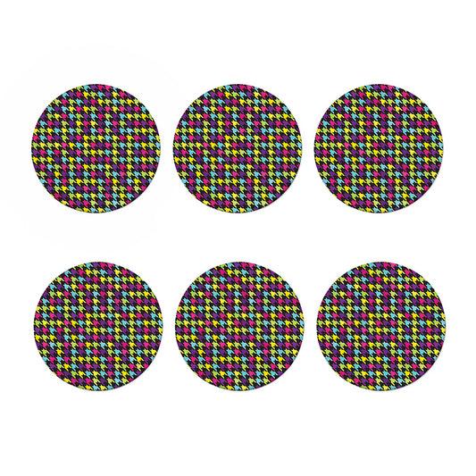 Colorful Houndstooth Pattern Print Coaster Set