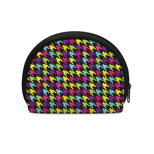 Colorful Houndstooth Pattern Print Coin Purse