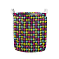 Colorful Houndstooth Pattern Print Collapsible Laundry Basket