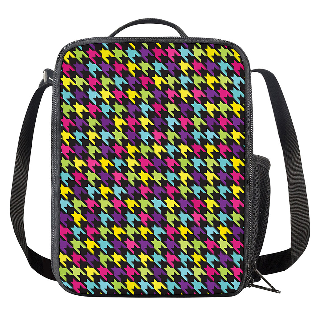 Colorful Houndstooth Pattern Print Crossbody Lunch Bag