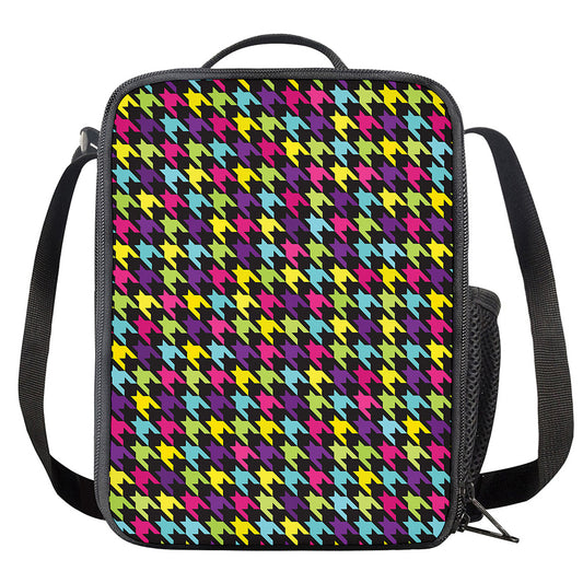 Colorful Houndstooth Pattern Print Crossbody Lunch Bag