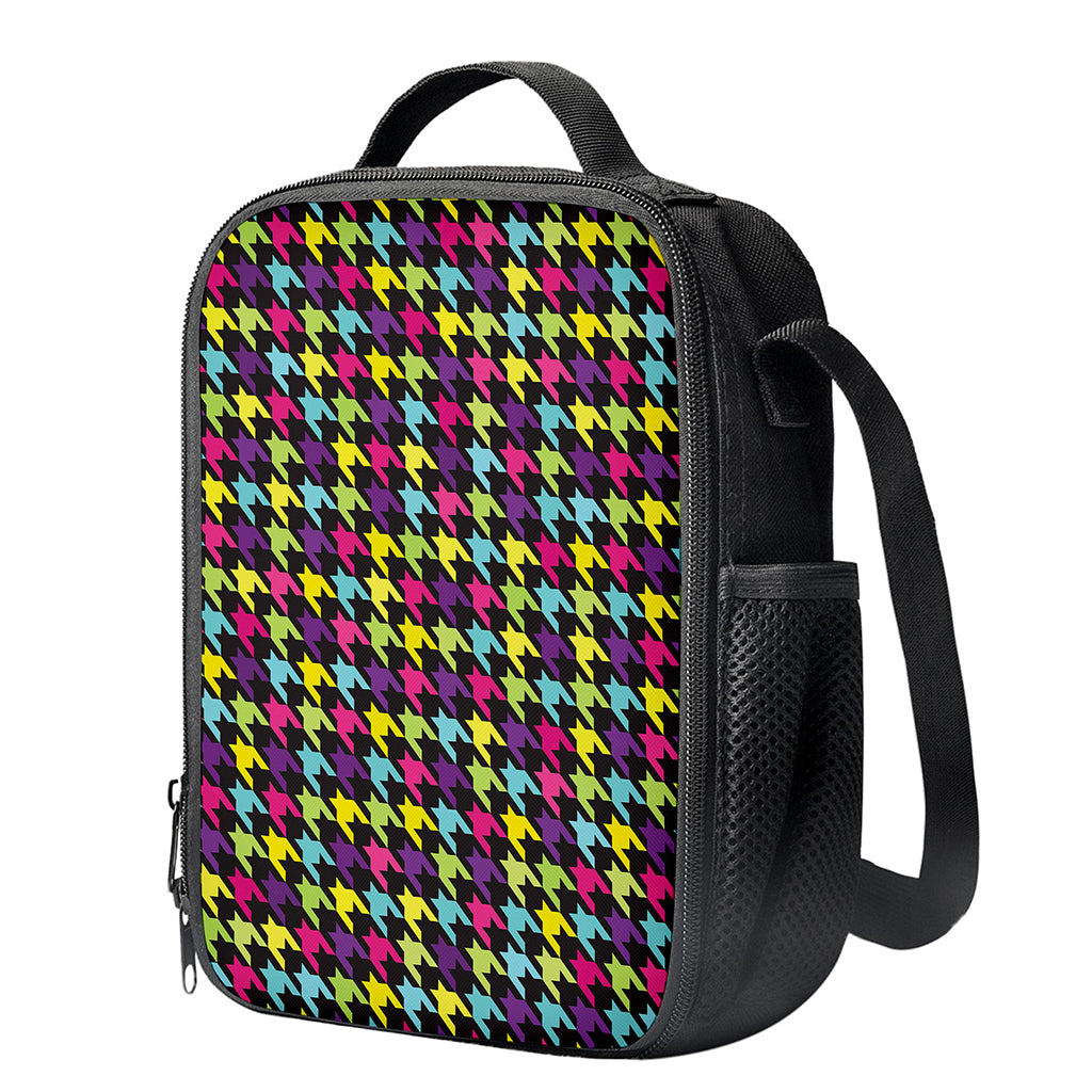 Colorful Houndstooth Pattern Print Crossbody Lunch Bag