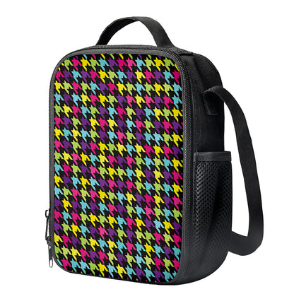 Colorful Houndstooth Pattern Print Crossbody Lunch Bag