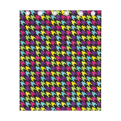 Colorful Houndstooth Pattern Print Curtain