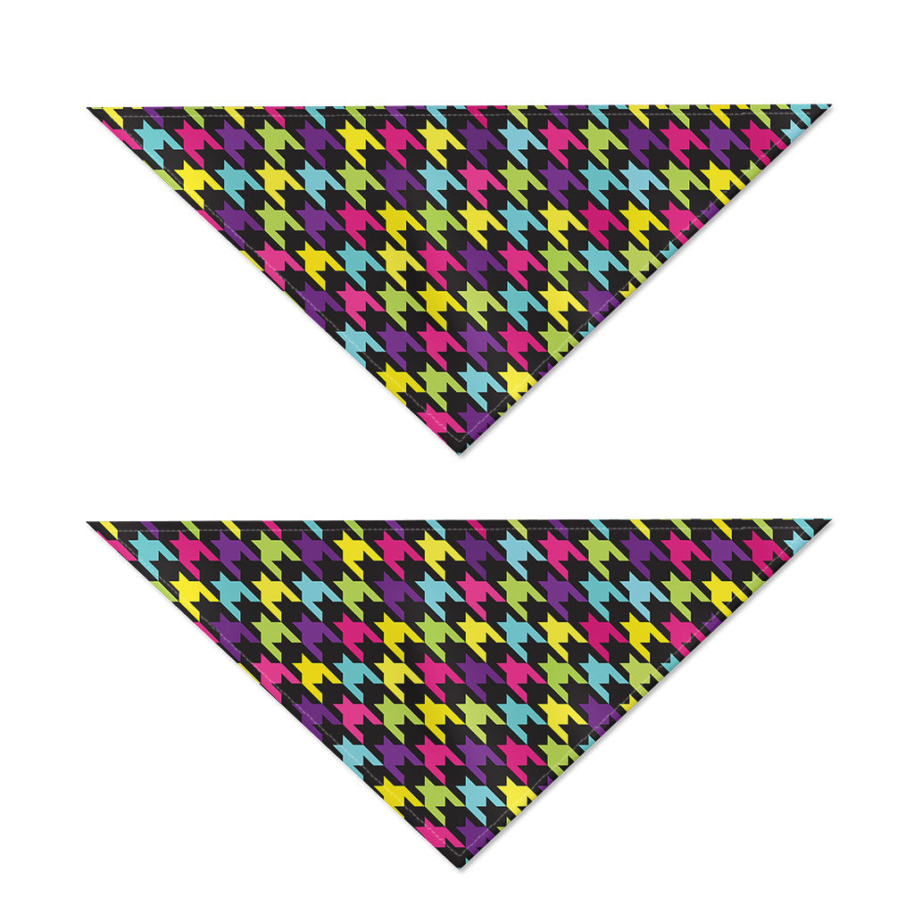 Colorful Houndstooth Pattern Print Dog Bandana