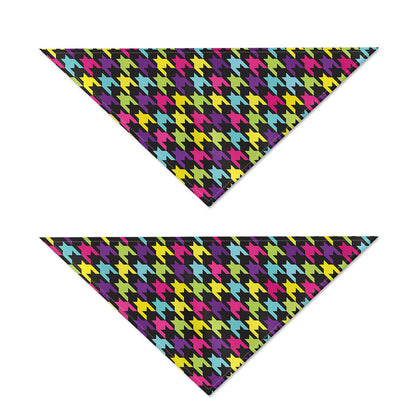 Colorful Houndstooth Pattern Print Dog Bandana