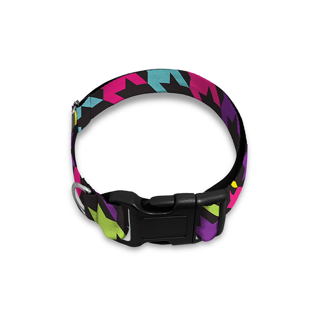 Colorful Houndstooth Pattern Print Dog Collar