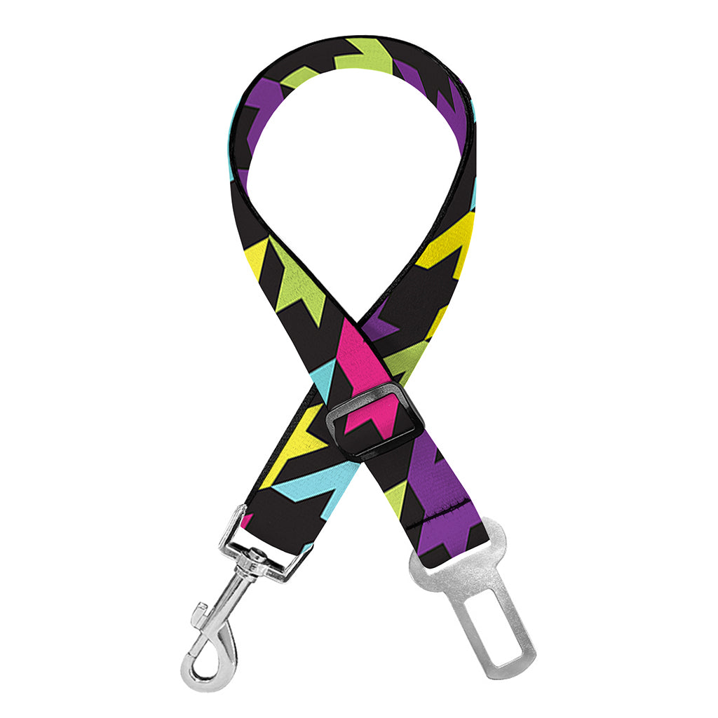 Colorful Houndstooth Pattern Print Dog Seat Belt