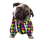 Colorful Houndstooth Pattern Print Dog Zip Up Hoodie