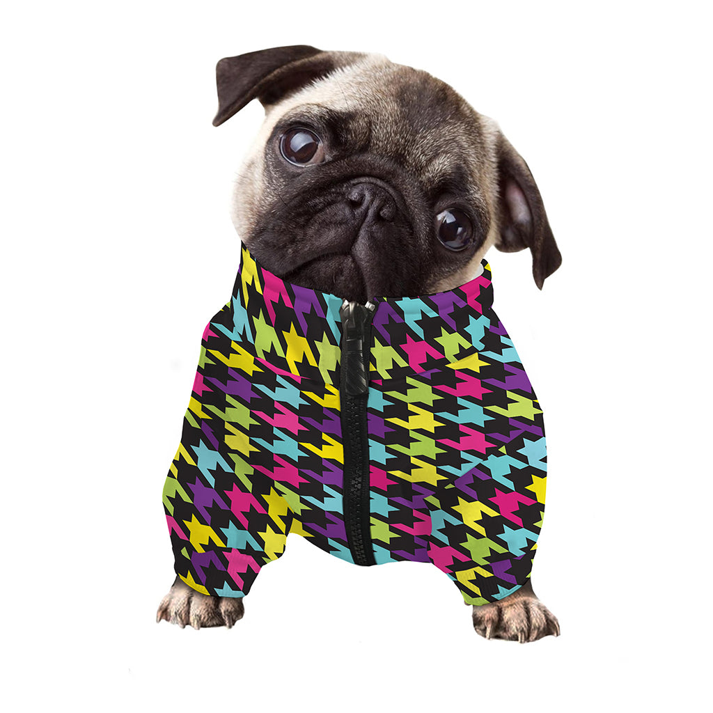 Colorful Houndstooth Pattern Print Dog Zip Up Jacket