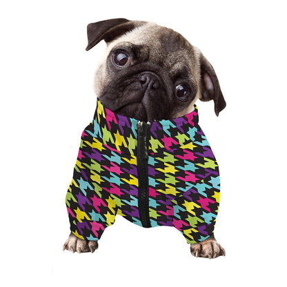 Colorful Houndstooth Pattern Print Dog Zip Up Jacket
