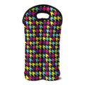 Colorful Houndstooth Pattern Print Double Neoprene Wine Tote