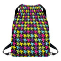 Colorful Houndstooth Pattern Print Drawstring Backpack