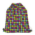 Colorful Houndstooth Pattern Print Drawstring Bag