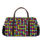 Colorful Houndstooth Pattern Print Duffle Bag