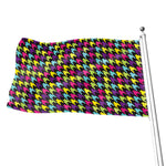 Colorful Houndstooth Pattern Print Flag