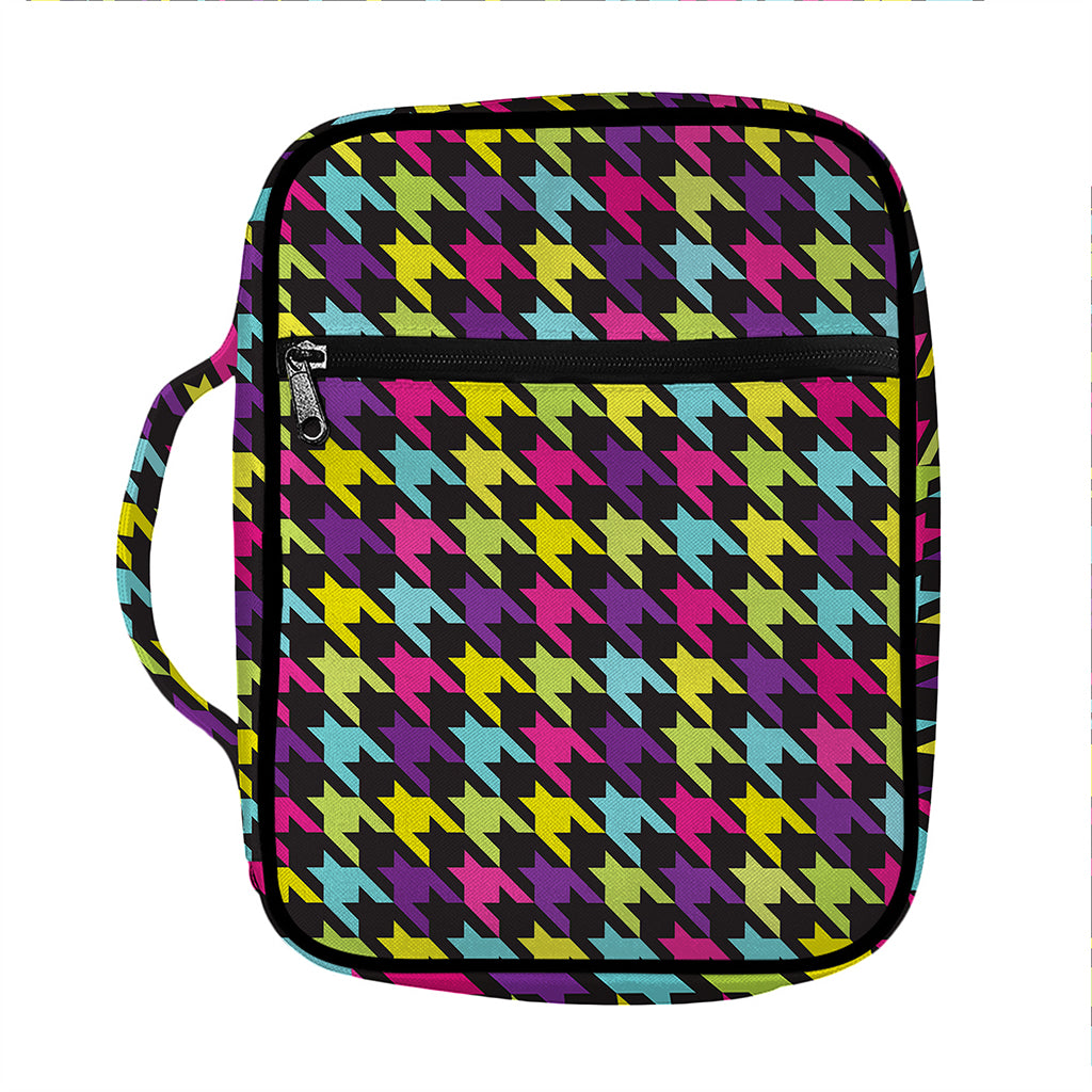 Colorful Houndstooth Pattern Print Front Pocket Bible Bag