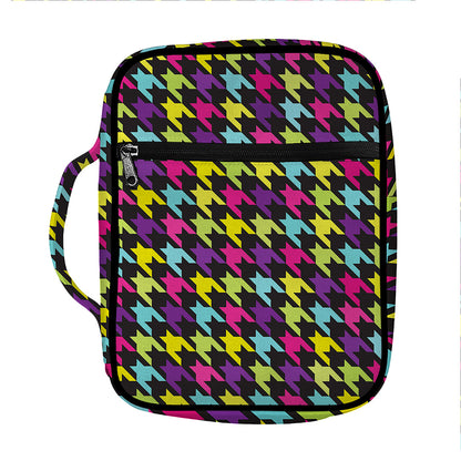 Colorful Houndstooth Pattern Print Front Pocket Bible Bag