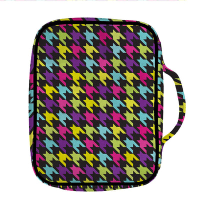 Colorful Houndstooth Pattern Print Front Pocket Bible Bag