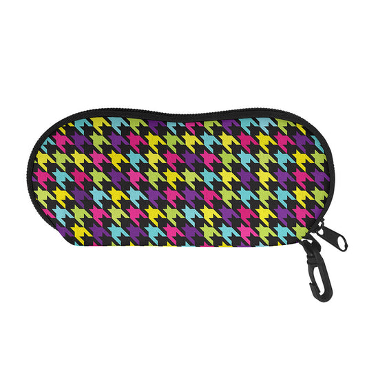 Colorful Houndstooth Pattern Print Glasses Case