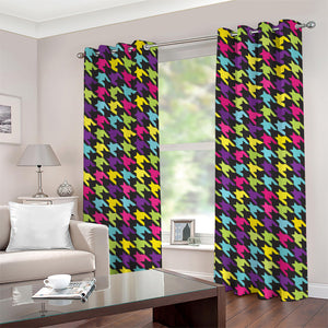 Colorful Houndstooth Pattern Print Grommet Curtains