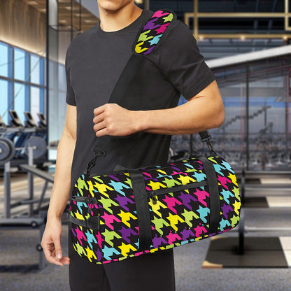 Colorful Houndstooth Pattern Print Gym Bag