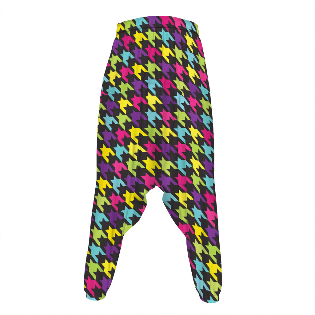 Colorful Houndstooth Pattern Print Hammer Pants