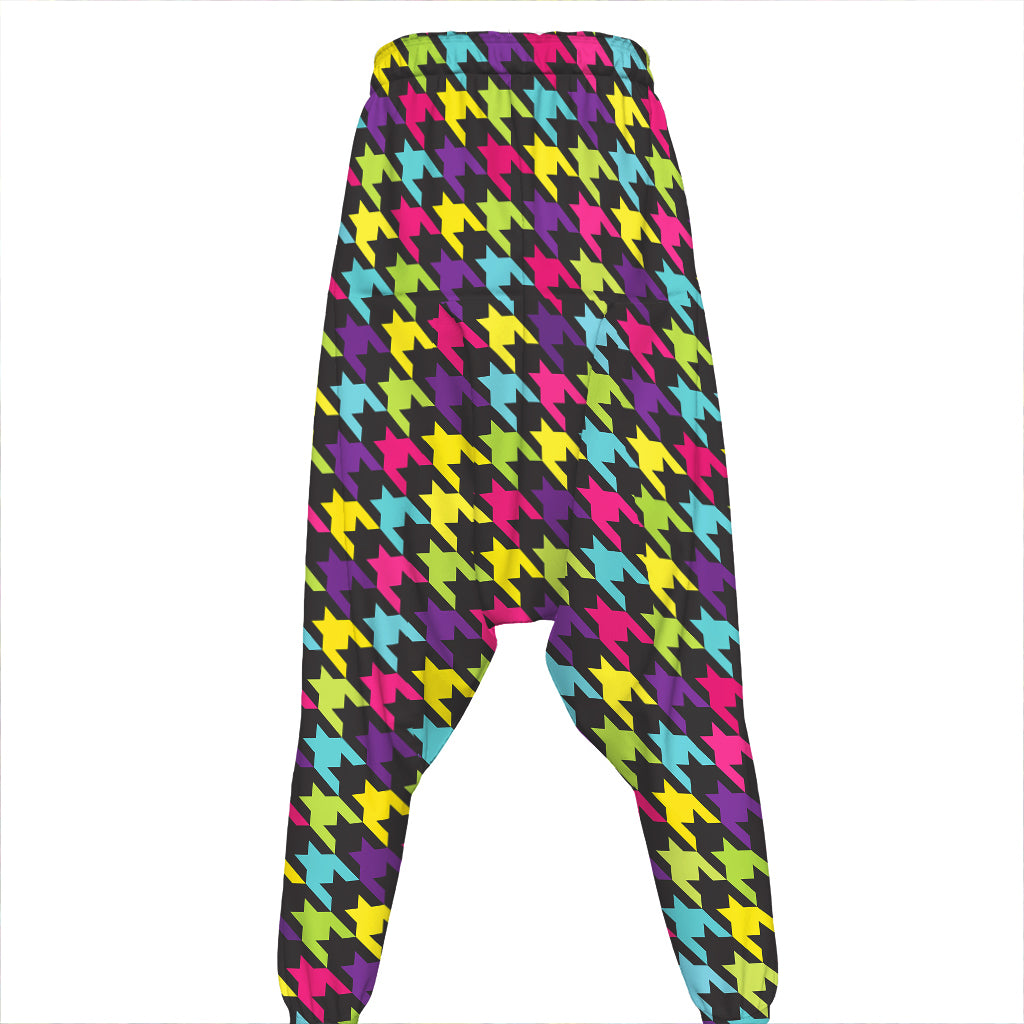 Colorful Houndstooth Pattern Print Hammer Pants
