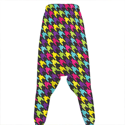 Colorful Houndstooth Pattern Print Hammer Pants