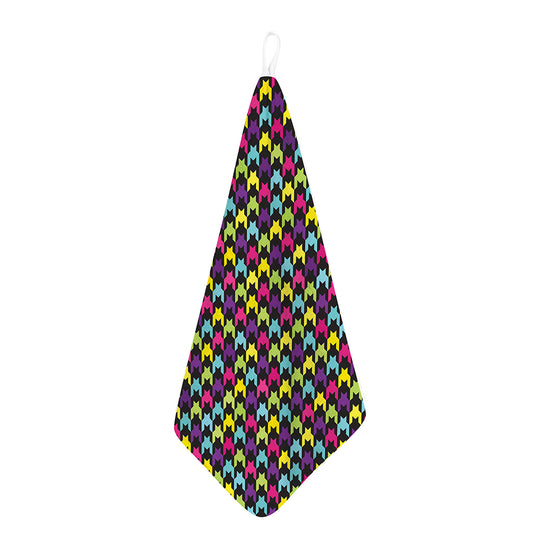 Colorful Houndstooth Pattern Print Hand Towel