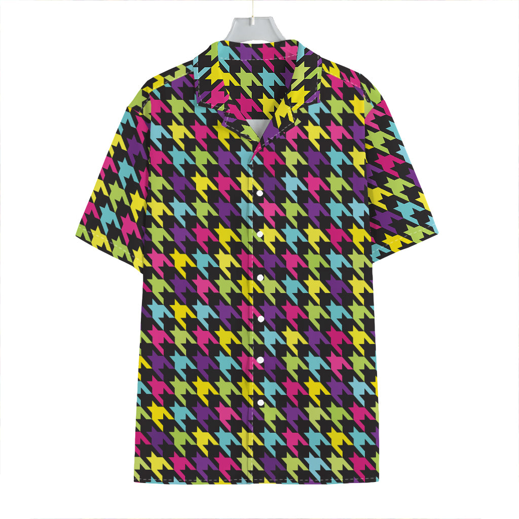 Colorful Houndstooth Pattern Print Hawaiian Shirt